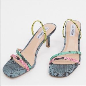 Steve Madden Loft Snake Strappy Heel Sandals Kitten Sling back Womens Size 6